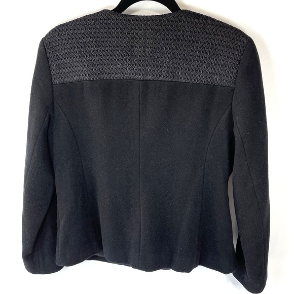 Eileen Fisher 100% Wool Round Neck Full Zip Collarless Career Blazer Jacket PM - Picture 2 of 11